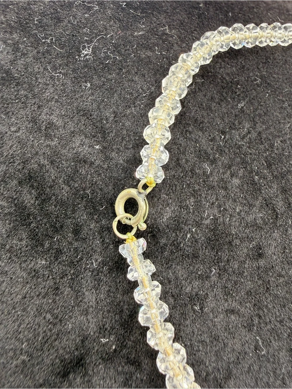 Antique Art Deco Faceted Crystal Graduated Bead Necklace 16”